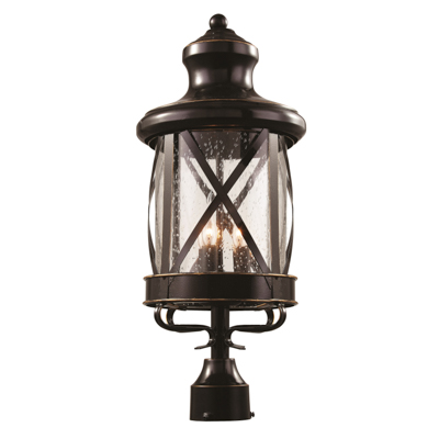 Trans Globe Lighting 5123 ROB 3 Light Post Lantern in Rubbed Oil Bronze